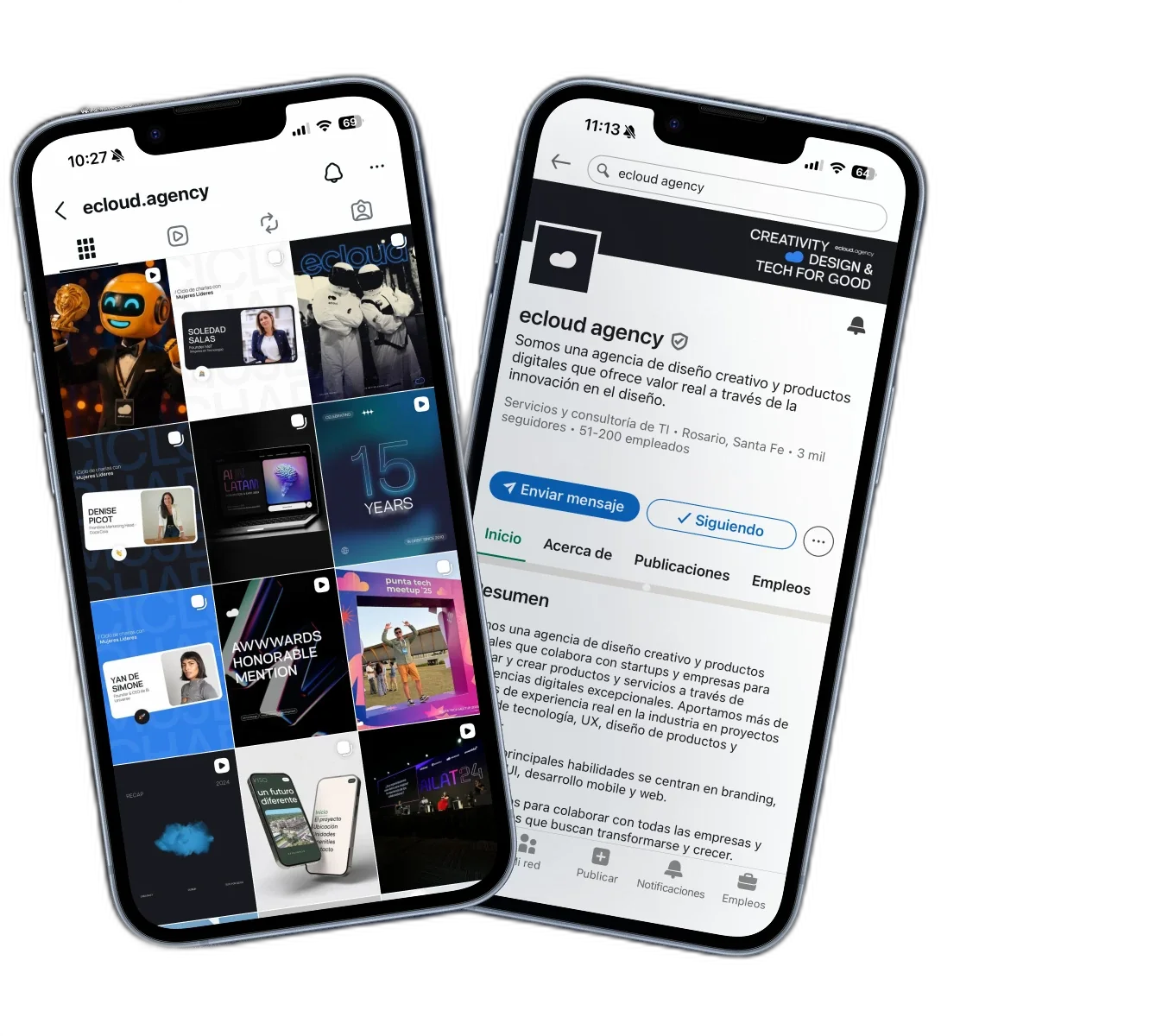 Redes Ecloud — Instagram y LinkedIn